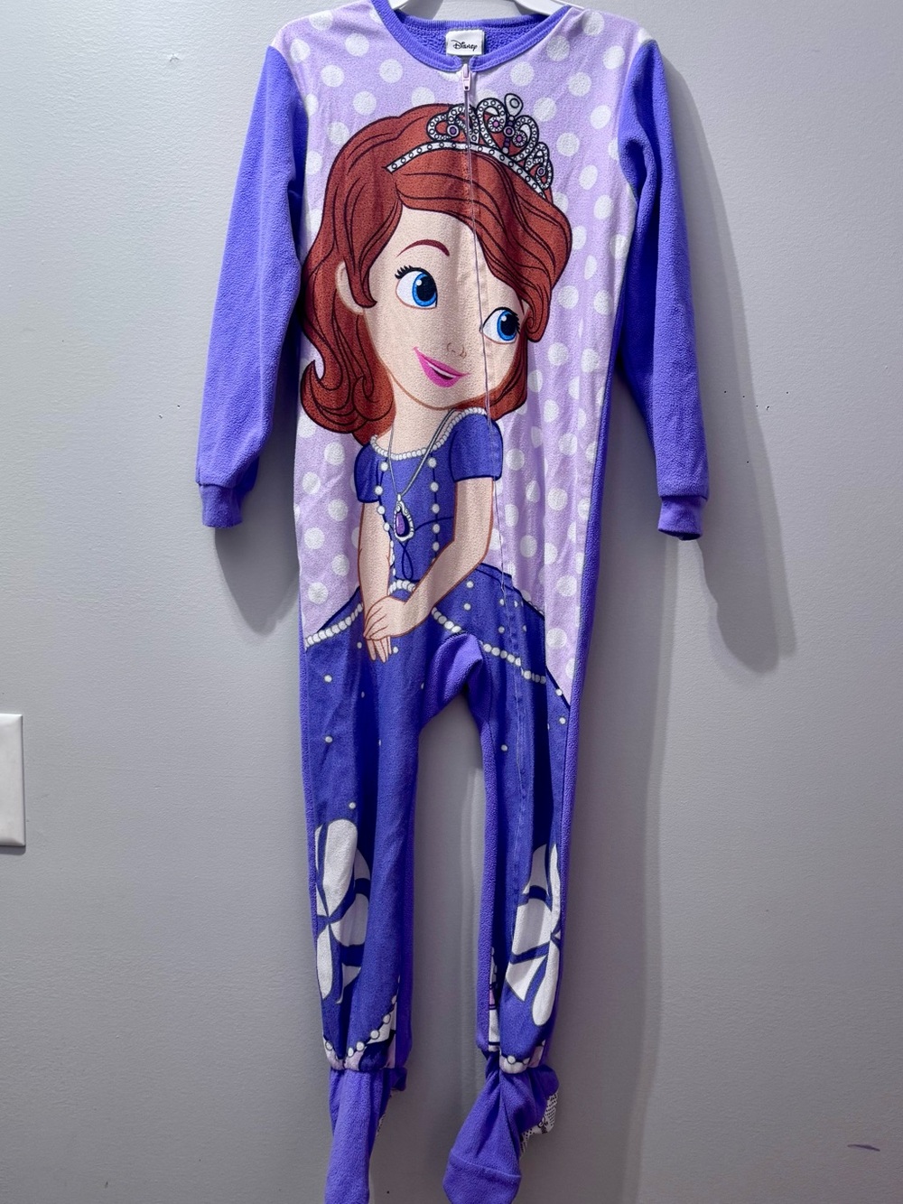 Disney Purple Sofia the First Kids One-Piece Pajamas, Size 5T